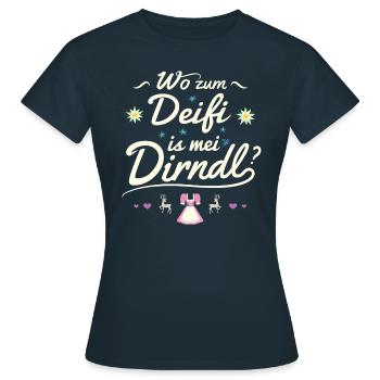 Where to Deifi is my dirndl gift - Women's T-Shirt - navy - Front - AI Model Female 172 dark (172cm)
