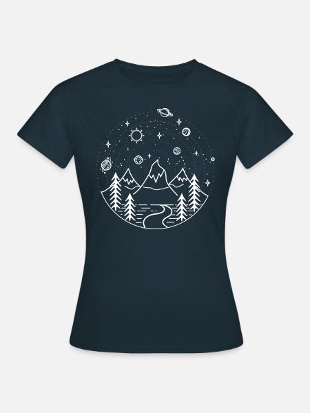 Cosmos and mountains - Frauen T-Shirt - Navy