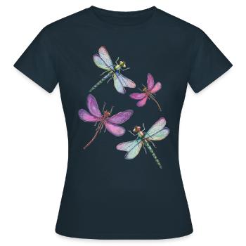 The flight of dragonflies - Women's T-Shirt - navy - Front - AI Model Female 172 dark (172cm)