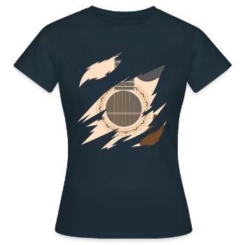 Akustische Gitarre Gitarrenspieler - Frauen T-Shirt - Navy - Vorne - AI Model Female 172 dark (172cm)