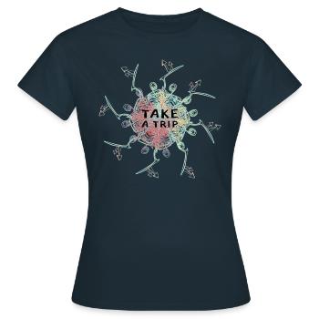 Machen Sie einen Ausflug - Frauen T-Shirt - Navy - Vorne - AI Model Female 172 dark (172cm)
