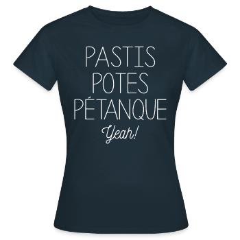 PASTIS POTES PETANQUE - Frauen T-Shirt - Navy - Vorne - AI Model Female 172 dark (172cm)
