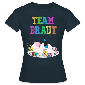 Team Braut Einhorn Edition - Frauen T-Shirt - Navy - Vorne - AI Model Female 172 dark (172cm)