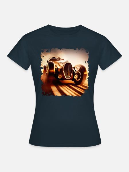Beim Oldtimer-Rennen einen Oldtimer erleben - Frauen T-Shirt - Navy