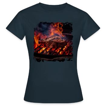Fleisch ist eine hervorragende Quelle für Protein - Frauen T-Shirt - Navy - Vorne - AI Model Female 172 dark (172cm)