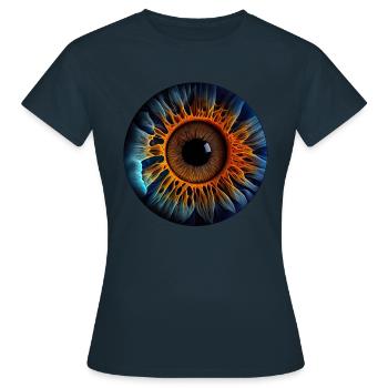 An iris as a biometric identification system - Women's T-Shirt - navy - Front - AI Model Female 172 dark (172cm)