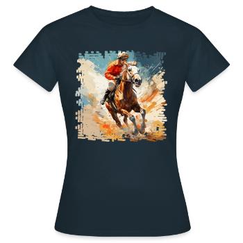 Chevaux dans les courses de galop et les courses de trot - T-shirt Femme - marine - Devant - AI Model Female 172 dark (172cm)