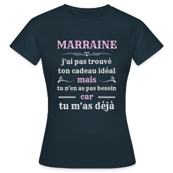 marraine filleul tu mas deja humour marraine drole - T-shirt Femme - marine - Devant - AI Model Female 172 dark (172cm)