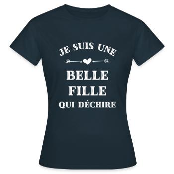 belle fille qui déchire humour cadeau personnalisé - T-shirt Femme - marine - Devant - AI Model Female 172 dark (172cm)