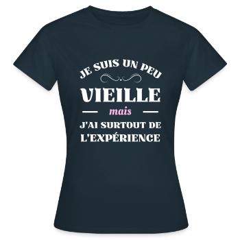 vieille experience humour retraite mamie cadeau - T-shirt Femme - marine - Devant - AI Model Female 172 dark (172cm)