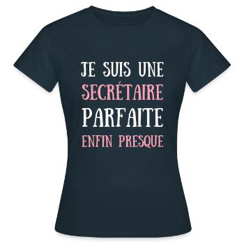 secrétaire parfaite humour secrétariat femme drole - T-shirt Femme - marine - Devant - AI Model Female 172 dark (172cm)