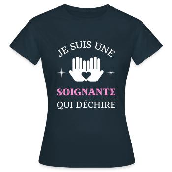 aide soignante qui déchire femme idée cadeau drole - T-shirt Femme - marine - Devant - AI Model Female 172 dark (172cm)