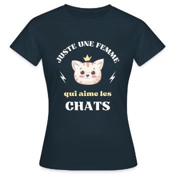 juste une femme qui aime les chats humour chat - T-shirt Femme - marine - Devant - AI Model Female 172 dark (172cm)