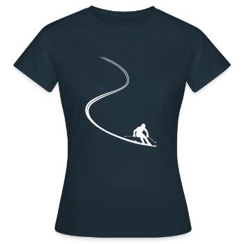 Skieur - Poudreuse - Sport - Ski - Piste - T-shirt Femme - marine - Devant - AI Model Female 172 dark (172cm)