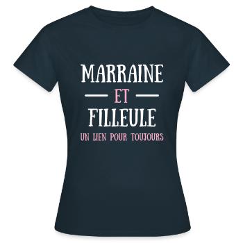 Marraine et filleule lien humoristique idée cadeau - T-shirt Femme - marine - Devant - AI Model Female 172 dark (172cm)