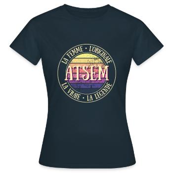 atsem humour assistante maternelle idée cadeau - T-shirt Femme - marine - Devant - AI Model Female 172 dark (172cm)