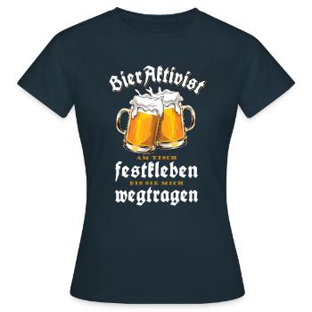 Bieraktivist - Bier - Festzelt - wegtragen - Frauen T-Shirt - Navy - Vorne - AI Model Female 172 dark (172cm)