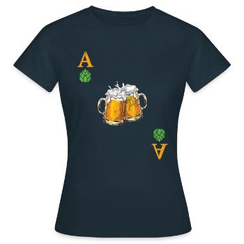 Hopfen ist Trumpf - Bier - As - Spielkarte - Frauen T-Shirt - Navy - Vorne - AI Model Female 172 dark (172cm)