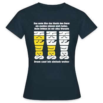 Durst - Bier trinken - saufen - Gedicht - Frauen T-Shirt - Navy - Vorne - AI Model Female 172 dark (172cm)