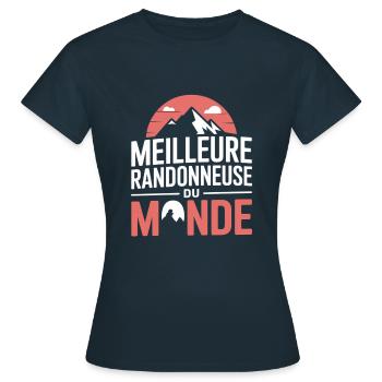 Meilleure Randonneuse Femme Humour Randonnée Drole - T-shirt Femme - marine - Devant - AI Model Female 172 dark (172cm)