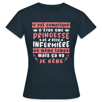 Infirmiere Cadeau Humour Infirmière - T-shirt Femme - marine - Devant - AI Model Female 172 dark (172cm)