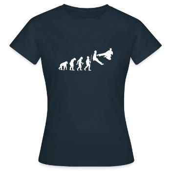 Evolution Graphic to Fly Kick - Frauen T-Shirt - Navy - Vorne - AI Model Female 172 dark (172cm)