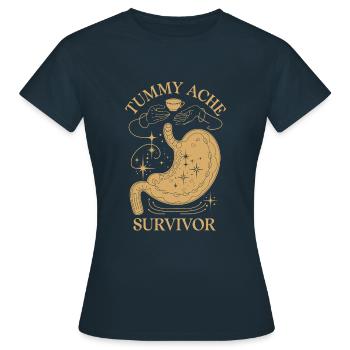 Bauchweh Überlebende: Tummy Ache Survivor - Frauen T-Shirt - Navy - Vorne - AI Model Female 172 dark (172cm)