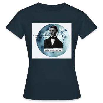 Depth of Life – Ralph Waldo Emerson Quote - Women's T-Shirt - navy - Front - AI Model Female 172 dark (172cm)