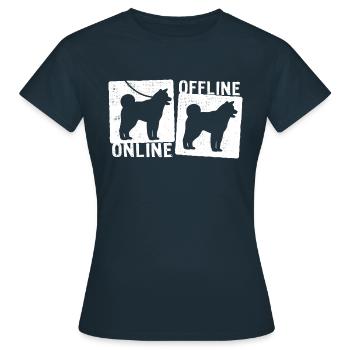 Online Offline - Akita Dog Dog Leash - Women's T-Shirt - navy - Front - AI Model Female 172 dark (172cm)