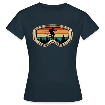 Ski, lunettes de ski, après-ski, sports d'hiver, vacances au ski - T-shirt Femme - marine - Devant - AI Model Female 172 dark (172cm)