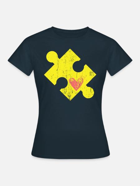 Puzzleteil mit Herz - Frauen T-Shirt - Navy