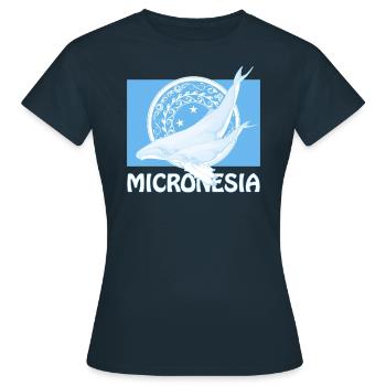 Flagge Mikronesiens und Buckelwale - Frauen T-Shirt - Navy - Vorne - AI Model Female 172 dark (172cm)