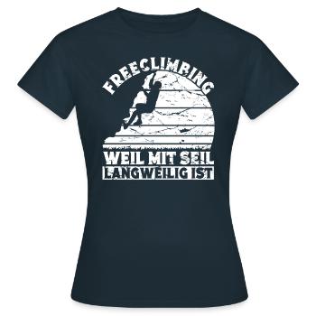 Boulderer Klettern Bouldern Kletterhalle - Frauen T-Shirt - Navy - Vorne - AI Model Female 172 dark (172cm)
