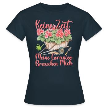 Gärtnerin Geranien Gartenliebhaber Blumenbeet - Frauen T-Shirt - Navy - Vorne - AI Model Female 172 dark (172cm)
