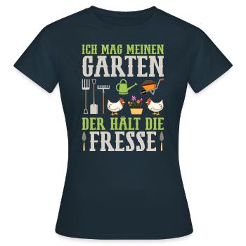 Schrebergarten Gartenliebhaber Gärtnerin - Frauen T-Shirt - Navy - Vorne - AI Model Female 172 dark (172cm)