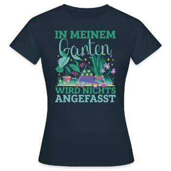 Gartenarbeit Schrebergarten Landschaftsgärtner - Frauen T-Shirt - Navy - Vorne - AI Model Female 172 dark (172cm)