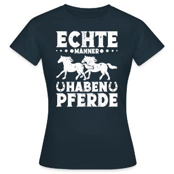 Pferdestall Reiterhof Pfederbesitzer Reiten - Frauen T-Shirt - Navy - Vorne - AI Model Female 172 dark (172cm)