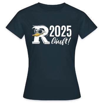 Rente Ente Cartoon 2025 läuft! - Frauen T-Shirt - Navy - Vorne - AI Model Female 172 dark (172cm)