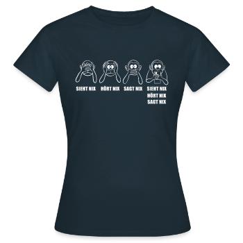 nichts sehen, hören, sagen - Handy süchtig - Frauen T-Shirt - Navy - Vorne - AI Model Female 172 dark (172cm)