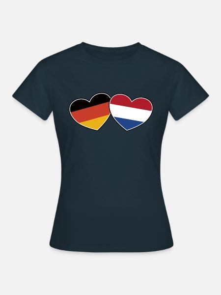Deutsch Holländische Freundschaft - Geschenk - Frauen T-Shirt - Navy