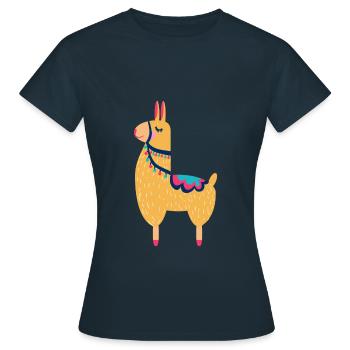 Lama - Women's T-Shirt - navy - Front - AI Model Female 172 dark (172cm)
