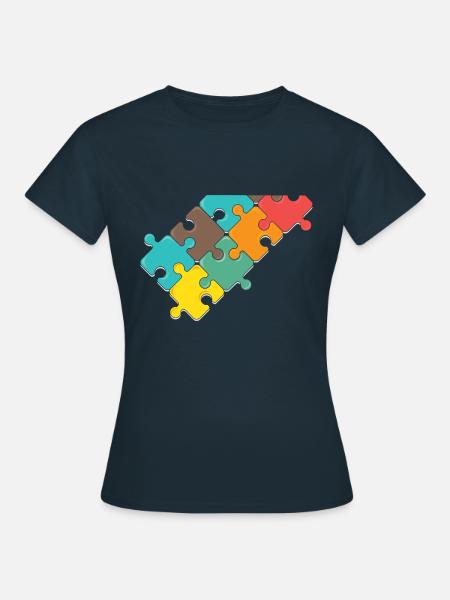 bunt Puzzel design Puzzelteil - Frauen T-Shirt - Navy