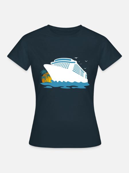 Kreuzfahrt, Kreuzfahrtschiff, Schiffsreise - Frauen T-Shirt - Navy