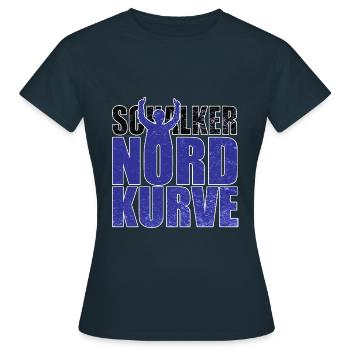 Schalke Nordkurve lettrage idée cadeau - T-shirt Femme - marine - Devant - AI Model Female 172 dark (172cm)