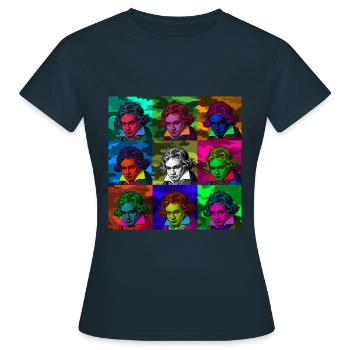 Pop art Ludwig van Beethoven - T-shirt Femme - marine - Devant - AI Model Female 172 dark (172cm)