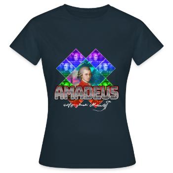 Mozart Pop Art | Wolfgang Amadeus Mozart Cadeau - T-shirt Femme - marine - Devant - AI Model Female 172 dark (172cm)