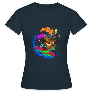 Tiki Masque TIKI Surfer - T-shirt Femme - marine - Devant - AI Model Female 172 dark (172cm)