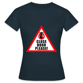 Tuer schliessen bitte | Tür schließen bitte - Frauen T-Shirt - Navy - Vorne - AI Model Female 172 dark (172cm)