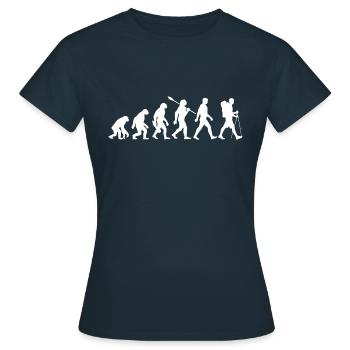 Evolution - Wandern - Wanderer - Trekking - Frauen T-Shirt - Navy - Vorne - AI Model Female 172 dark (172cm)