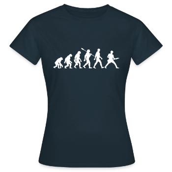Evolution Gitarrist Rockmusiker - Frauen T-Shirt - Navy - Vorne - AI Model Female 172 dark (172cm)